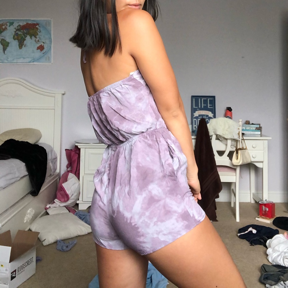 Purple tie dye romper